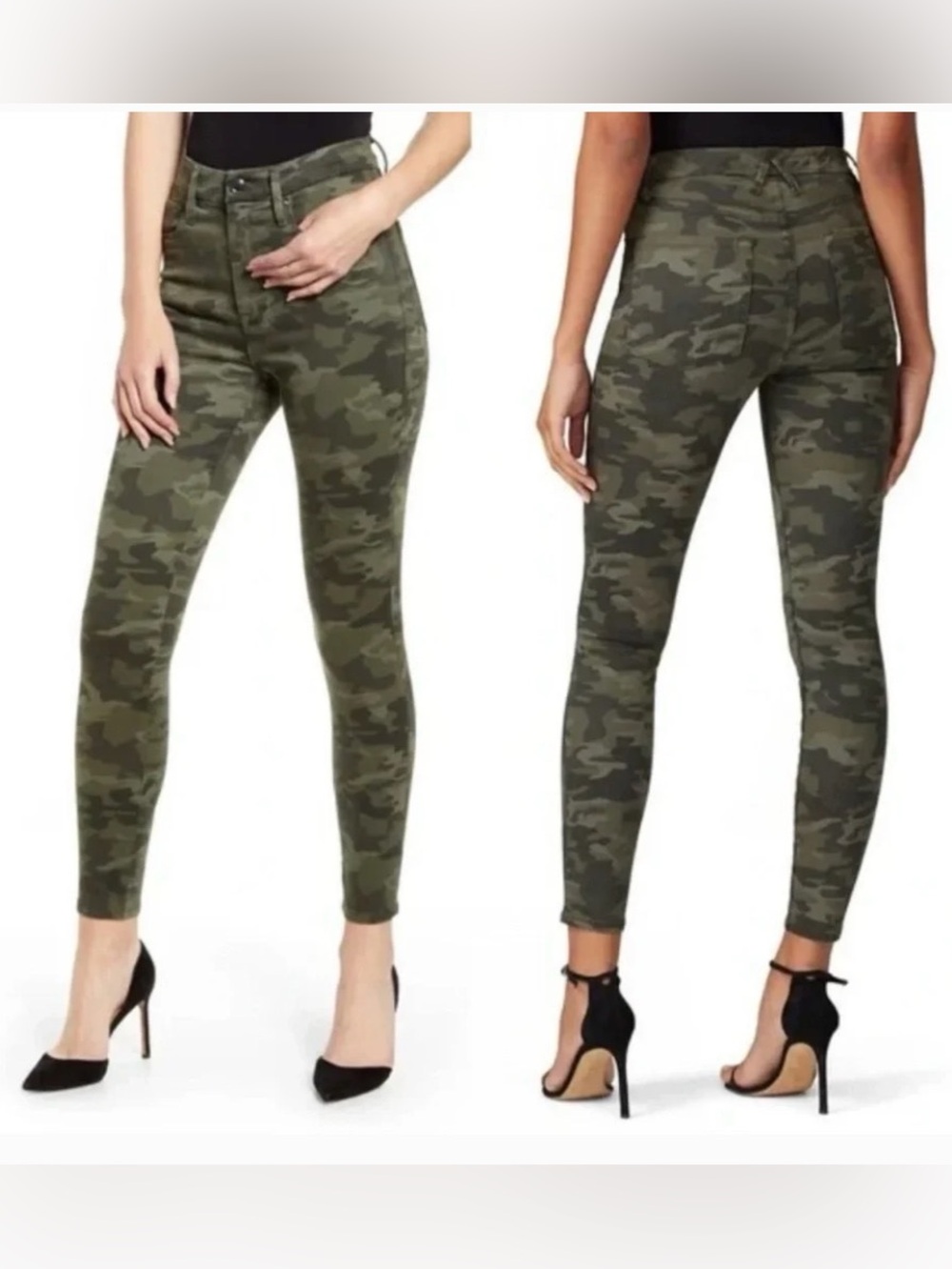 Good American Green Camo Skinny Jeans